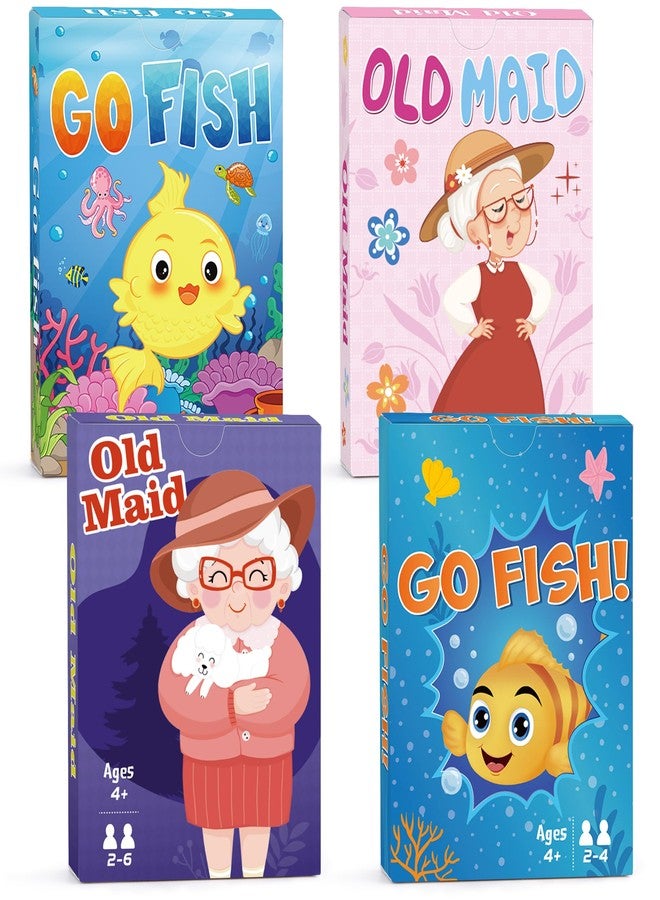 Timenued Kids Card Games,Go Fish,Old Maid Card Game,Go Fish Card Games for Kids Ages 4-8,Fun Classic Kid Toddlers Games for Family Game Night Party Travel Preschool Classroom,Stocking Stuffers Gifts,4 Decks - Image 1